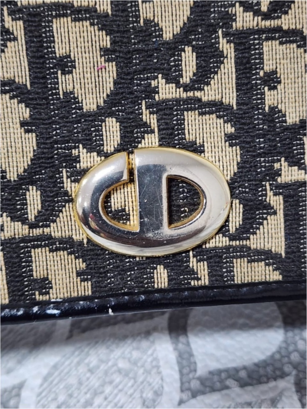 Authentic Christian Dior Vintage Diorissimo Trotter Bag Beige/Black - Picture 5 of 12